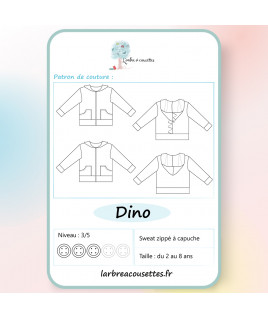 Patron de couture pour enfant : Sweat Dino, un modèle zippé unique