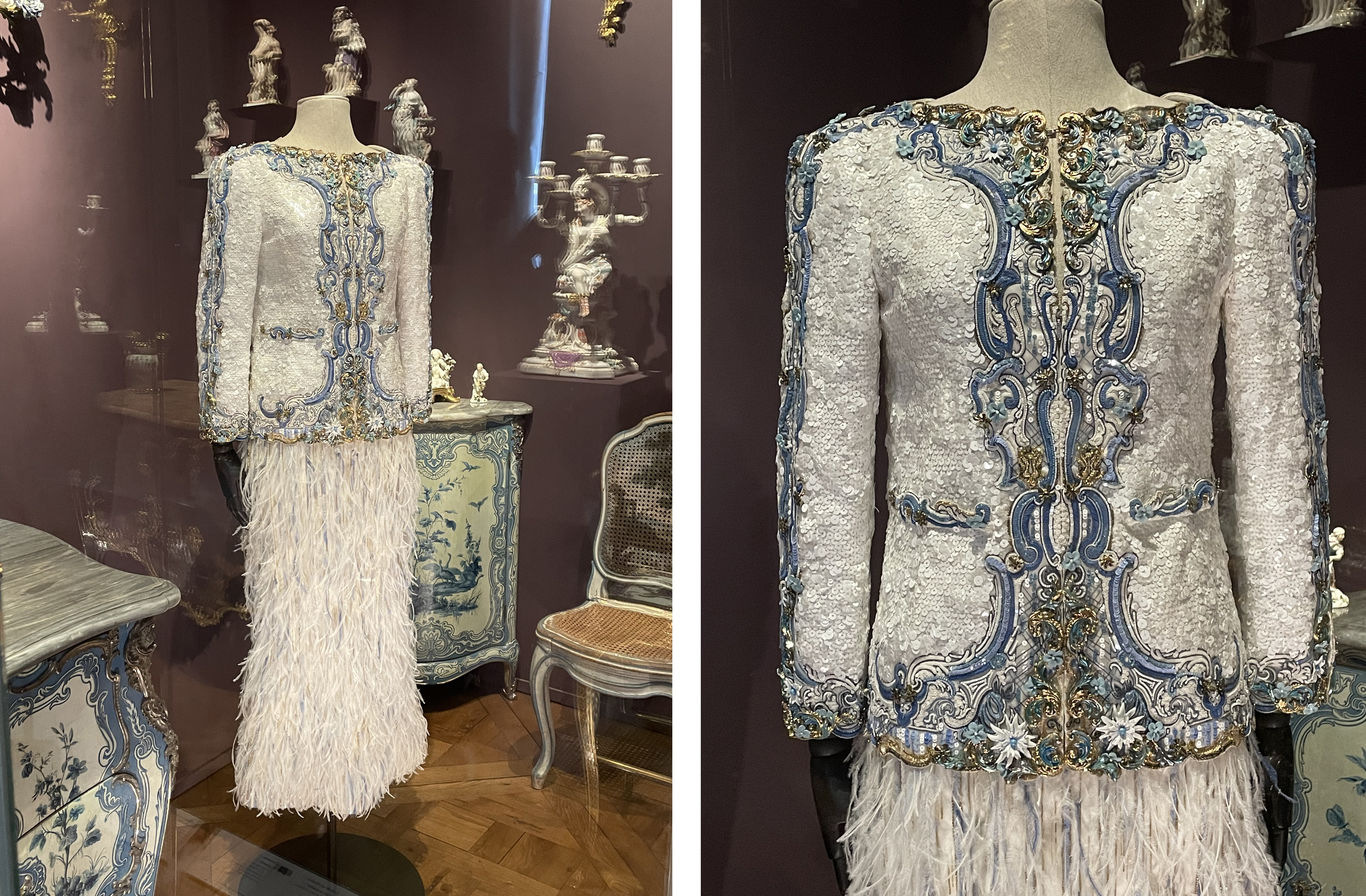 3-Veste brodée et jupe de plumes d'autruche Chanel