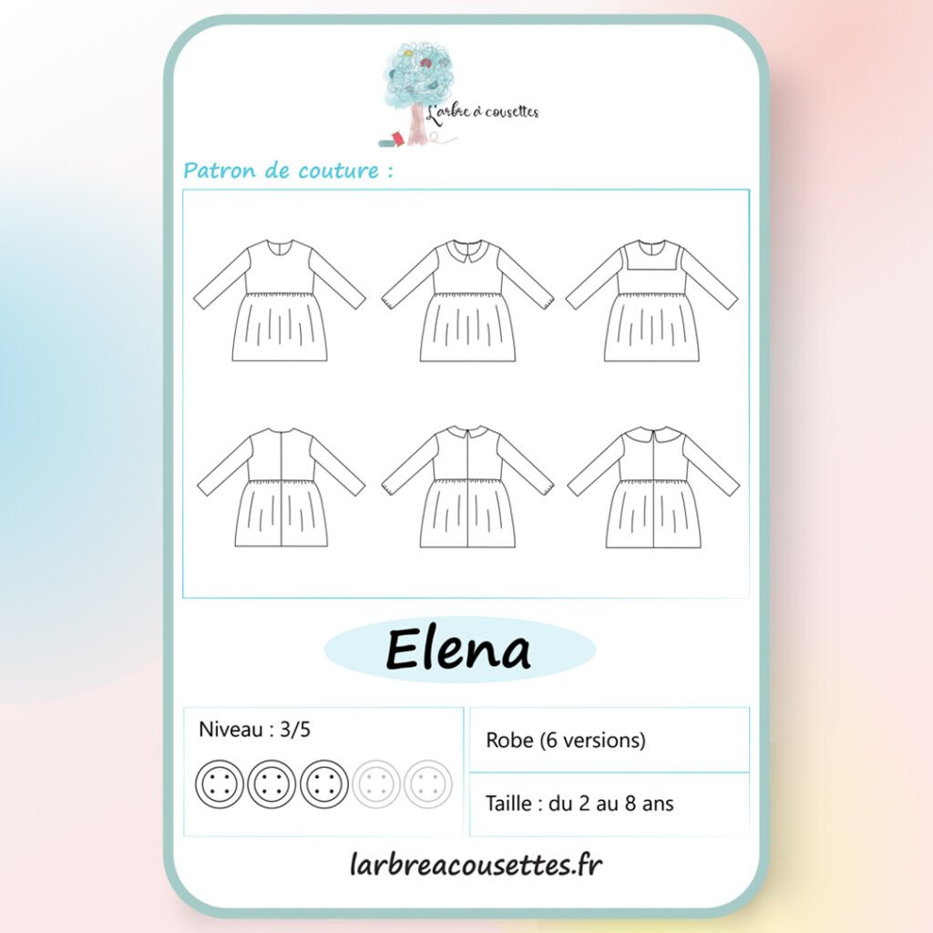 Patron robe enfant Elena - PDF à télécharger, tailles 2 à 8 ans