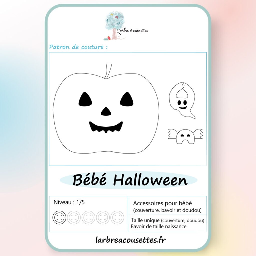 Patron couture bébé Halloween - couverture citrouille, tailles 2 à 8 ans