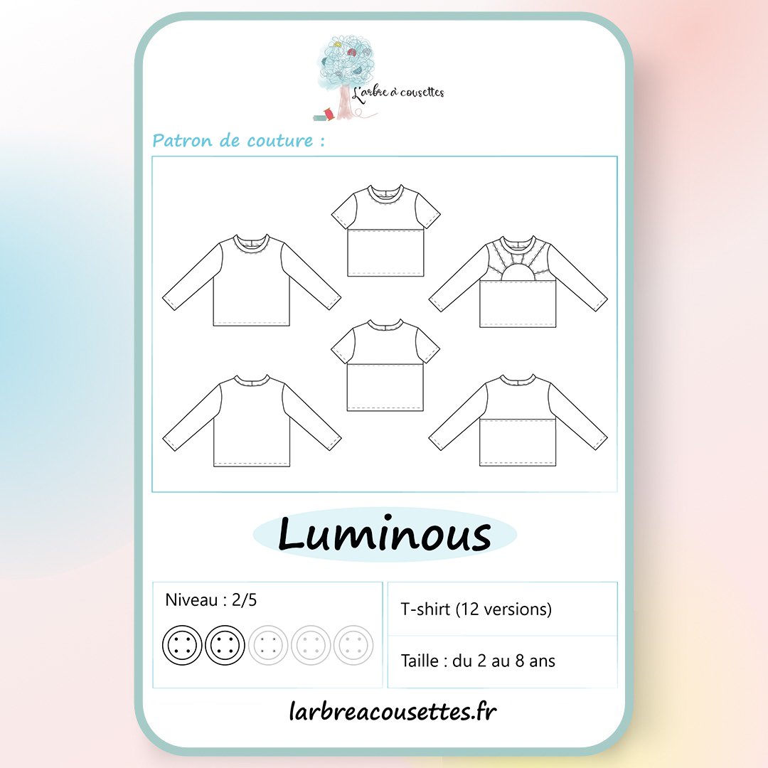 Patron de couture T-shirt Luminous - 12 versions enfant, tailles 2 à 8 ans